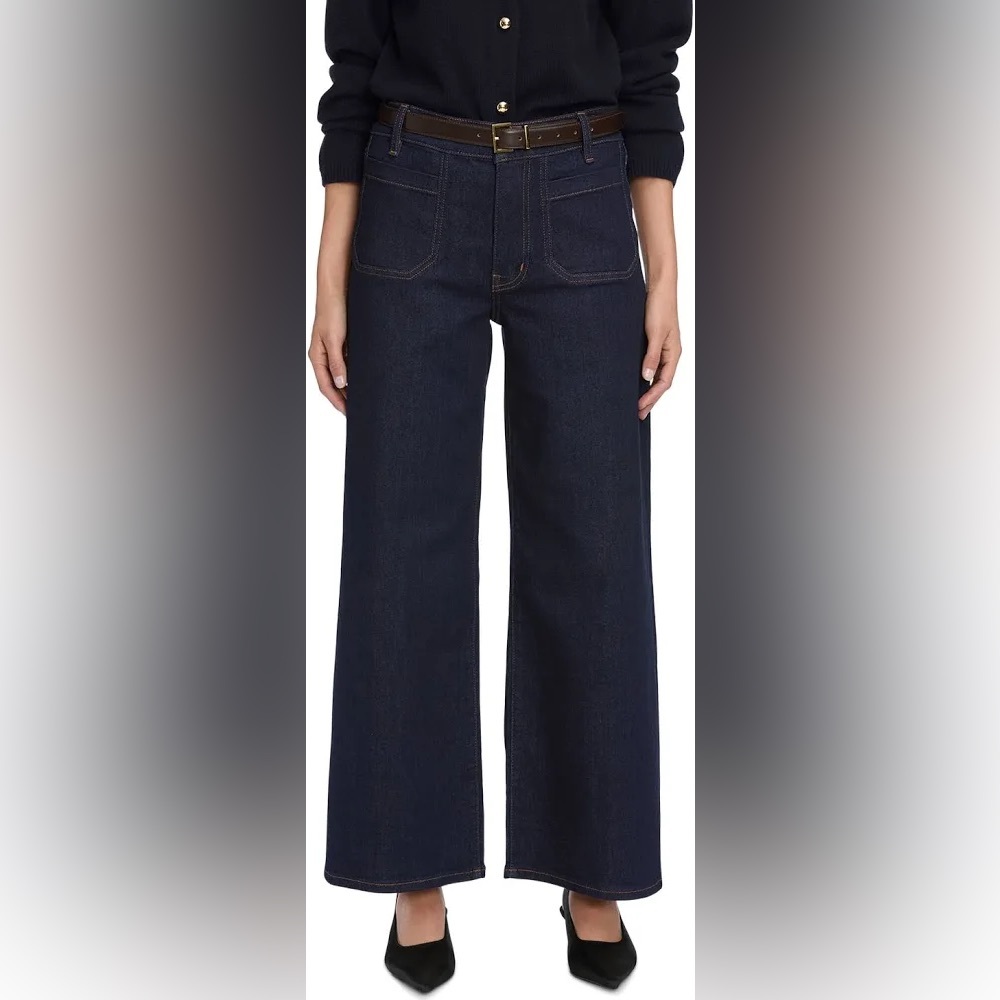 Frame Le Pixie Slim Palazzo Wide Leg Modernist Pocket Rinse Wash NWT Size 28